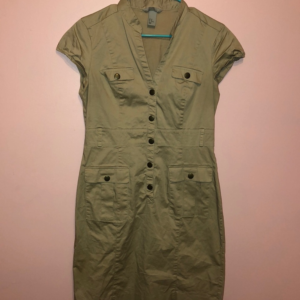 Khaki Button Down Dress